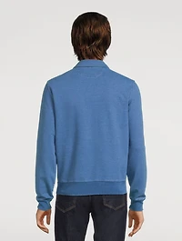 Cotton Jersey Long-Sleeve Polo Sweater
