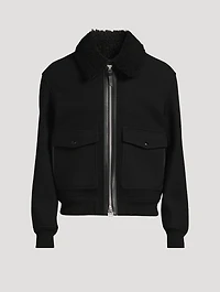 Wool Double-Face Blouson With Detachable Collar