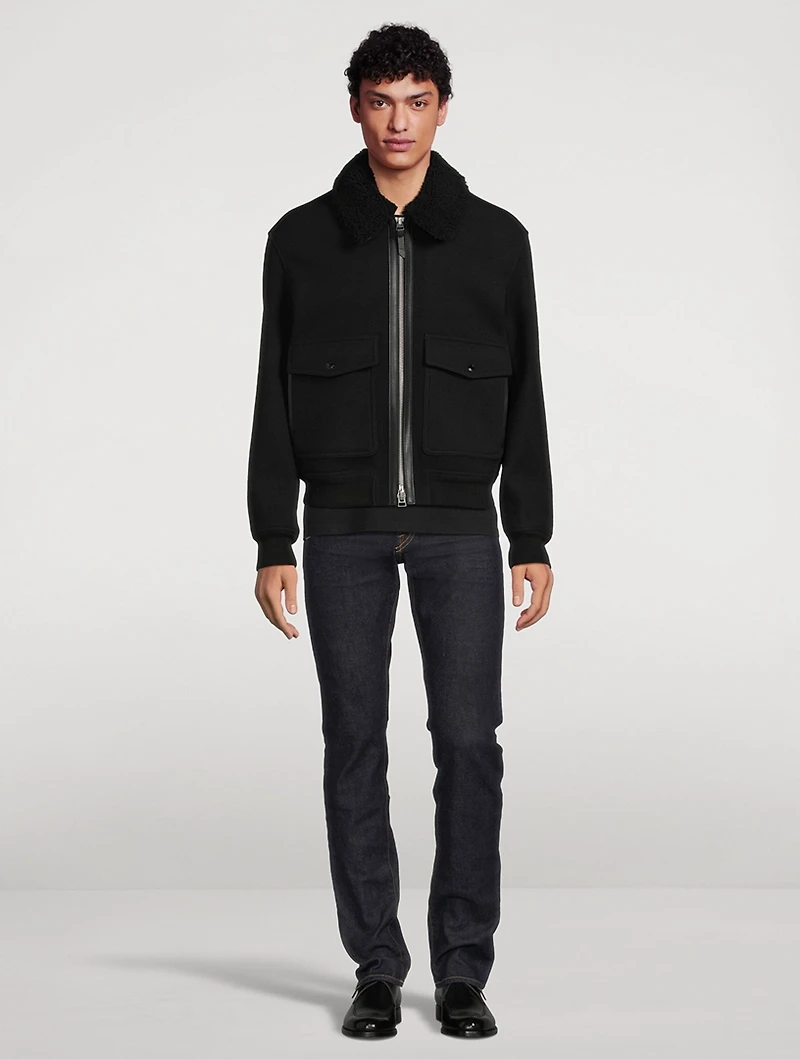 Wool Double-Face Blouson With Detachable Collar