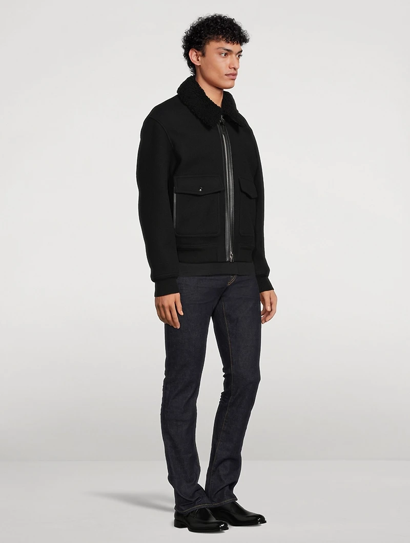 Wool Double-Face Blouson With Detachable Collar