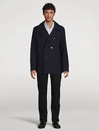 Textured Wool Double-Breasted Peacoat