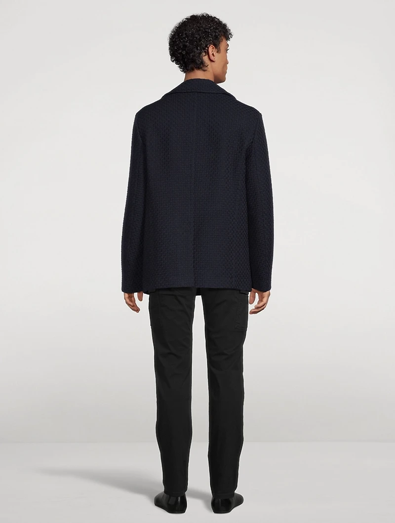 Textured Wool Double-Breasted Peacoat