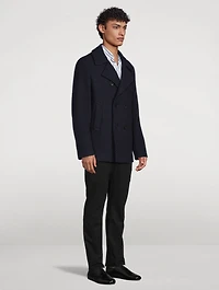 Textured Wool Double-Breasted Peacoat