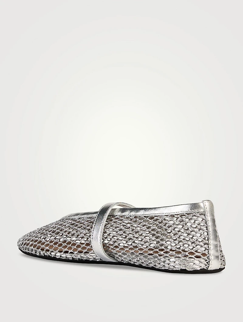 Metallic Fishnet Ballet Flats