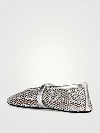 Metallic Fishnet Ballet Flats