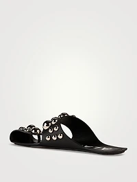Folded Embellished Leather Sandals