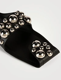 Folded Embellished Leather Sandals