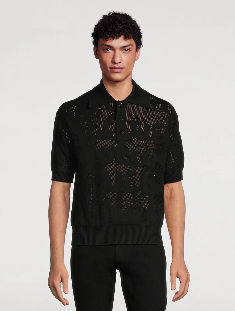 Graffiti Mesh Polo Shirt