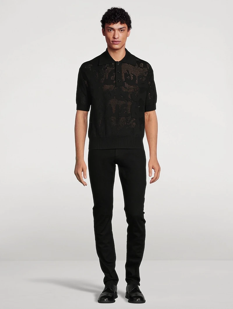 Graffiti Mesh Polo Shirt