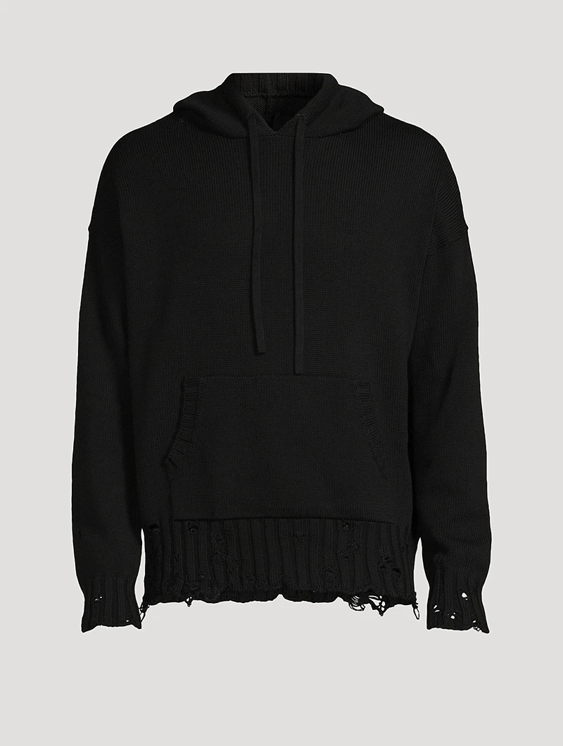 Distressed Knit Hoodie