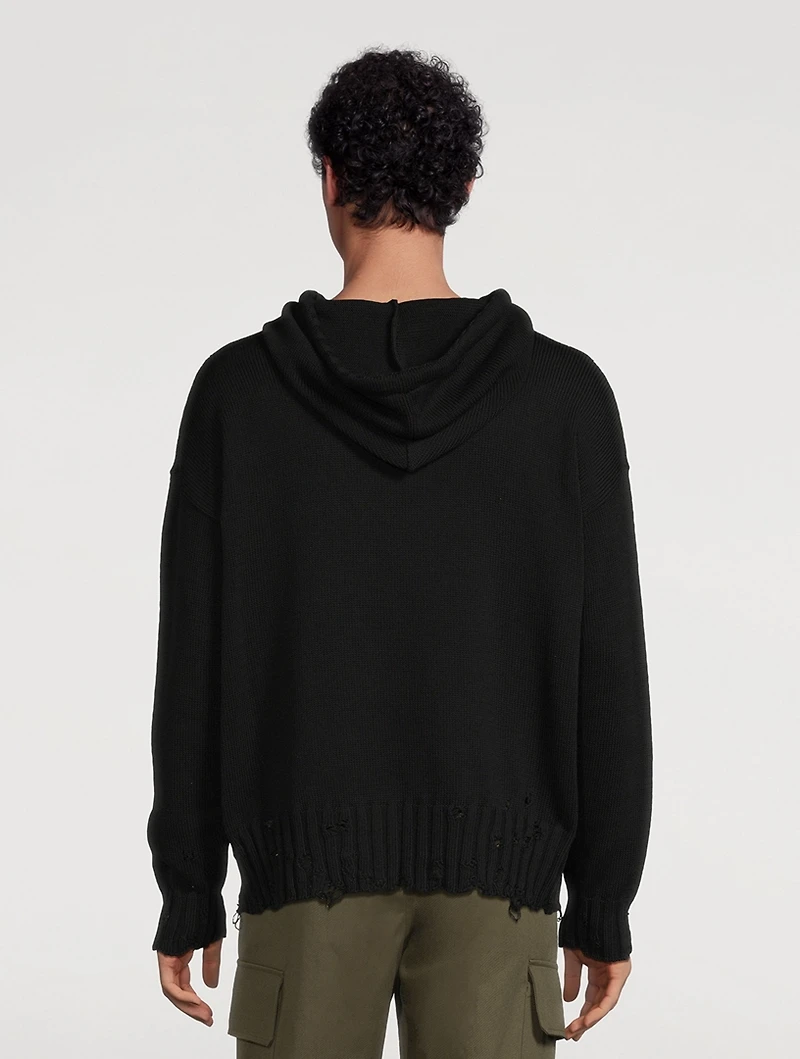 Distressed Knit Hoodie