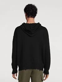 Distressed Knit Hoodie