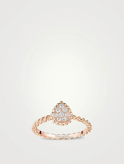 XS Motif Serpent Bohème Rose Gold Ring With Diamonds