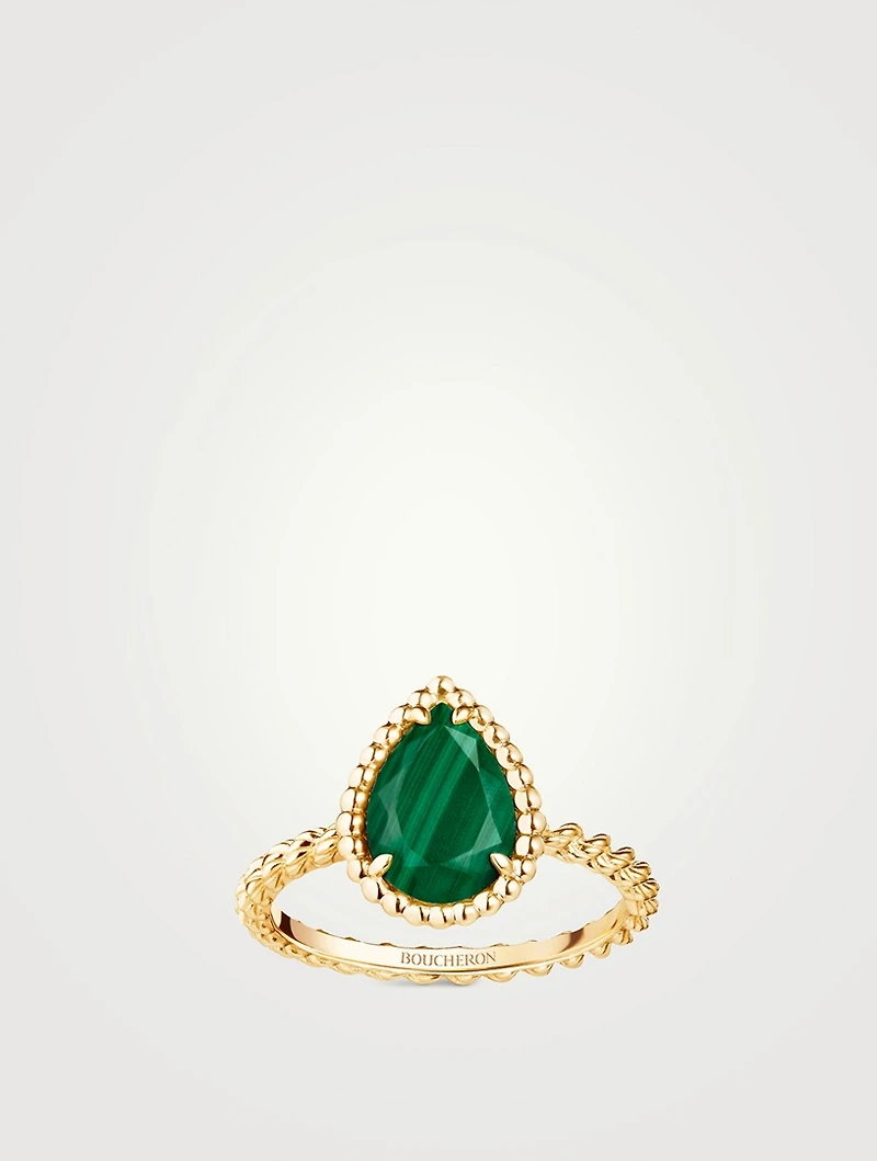 Serpent Bohème Gold Ring With Malachite