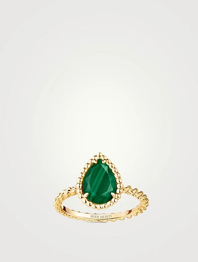Serpent Bohème Gold Ring With Malachite