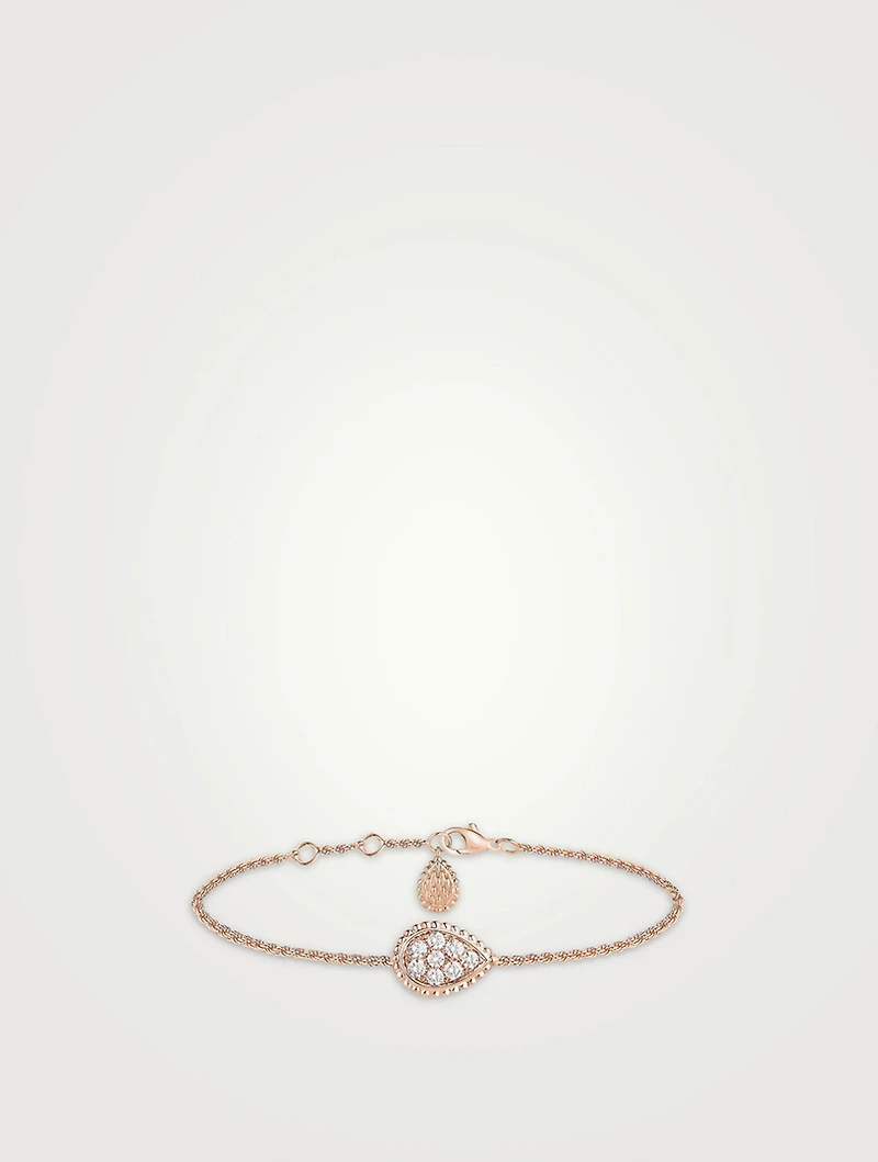 S Motif Serpent Bohème 18K Rose Gold Chain Bracelet With Diamonds