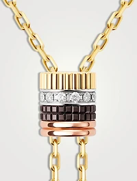 L Model Quatre Classique 18K Gold Tie Necklace With Brown PVD And Diamonds