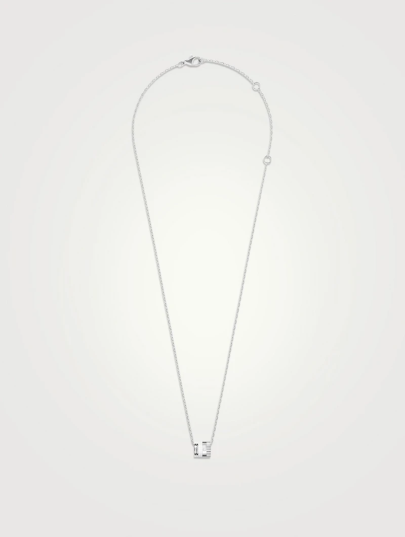 S Motif Quatre Double White Edition Pendant Necklace With Diamond