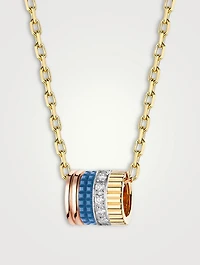 S Motif Quatre Blue Edition 18K Gold Pendant Necklace With Diamonds And Hyceram