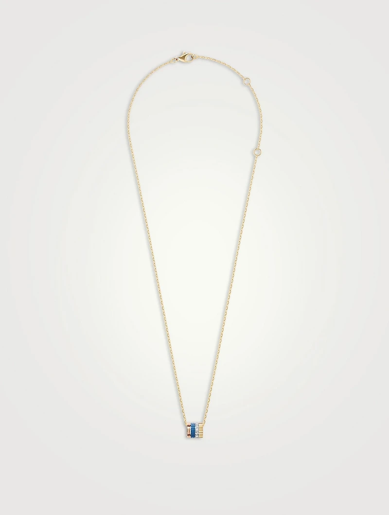 S Motif Quatre Blue Edition 18K Gold Pendant Necklace With Diamonds And Hyceram