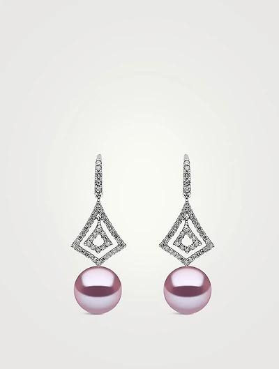 18K White Gold Pearl And Diamond Earrings