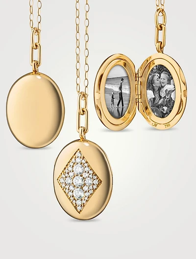 Charlotte 18K Gold Locket Necklace With Diamonds