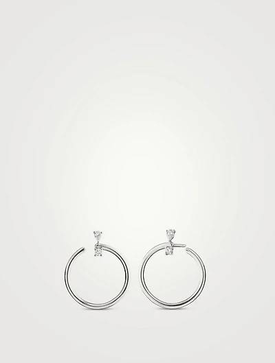 Large Silver Galaxy Wrap Hoop Earrings With White Sapphire