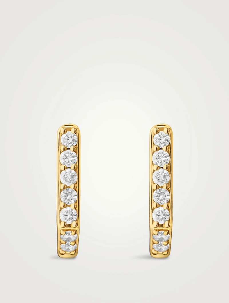 Infinity 18K Gold Huggie Hoop Earrings With Diamonds