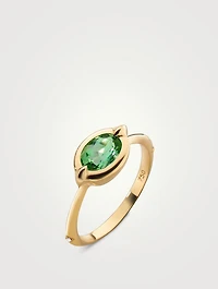 Points North 18K Gold Cushion Cut Green Tourmaline Ring