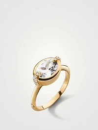 Points North 18K Gold Oval Rock Crystal Ring