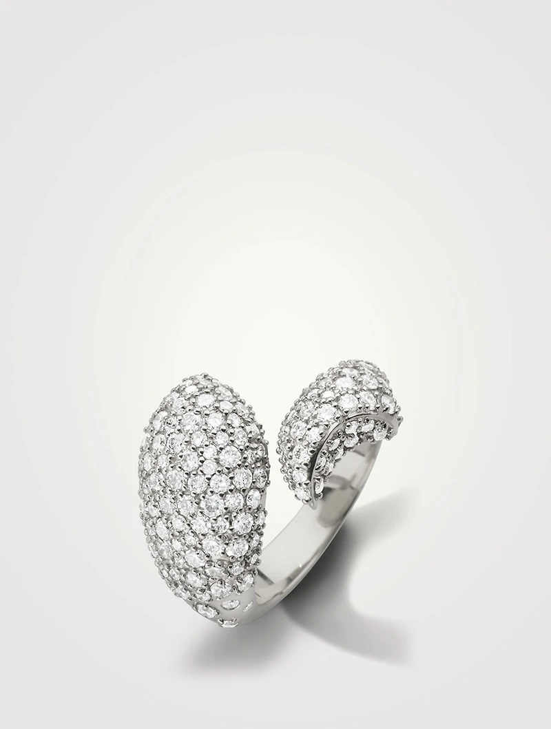 Perseverance Silver Fish Ring With Pavé White Sapphire