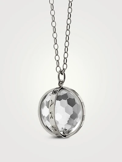 Large Carpe Diem Silver Rock Crystal Charm Necklace