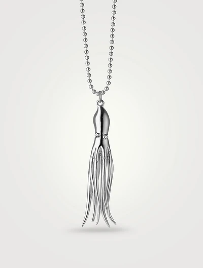 Intuition Silver Octopus Charm Necklace With White Sapphire