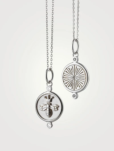 Queen Bee Silver Charm Necklace With White Sapphire