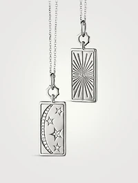 Silver Medallion Necklace With White Sapphire
