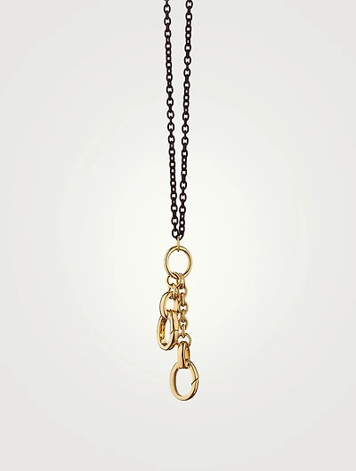 Design Your Own Black Steel And 18K Gold Charm Chain Necklace