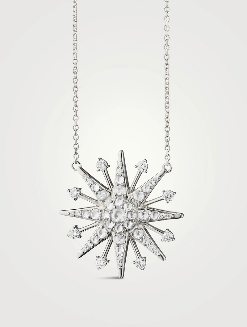 Silver Star Necklace With White Sapphire