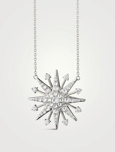Silver Star Necklace With White Sapphire