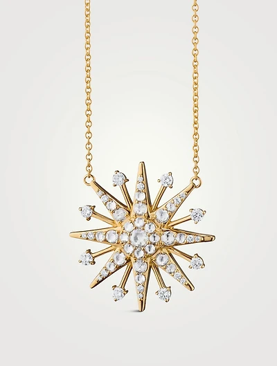 18K Gold Star Necklace With Diamonds