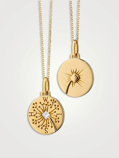 Intaglio 18K Gold Wish Dandelion Charm With Diamond