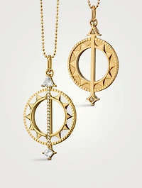 Time Is Precious 18K Gold Sundial Necklace With Diamonds