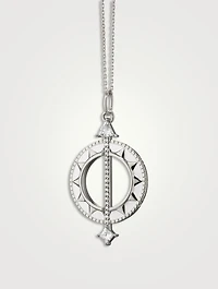 Time Is Precious Silver Sundial Necklace With Rock Crystal And White Sapphire