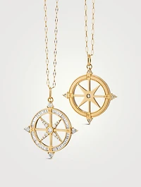 Adventure 18K Gold Compass Necklace With Diamonds