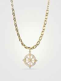 Audrey 18K Gold Compass Necklace With Diamonds