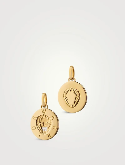 Intaglio 18K Gold Warrior Lion Charm With Diamond