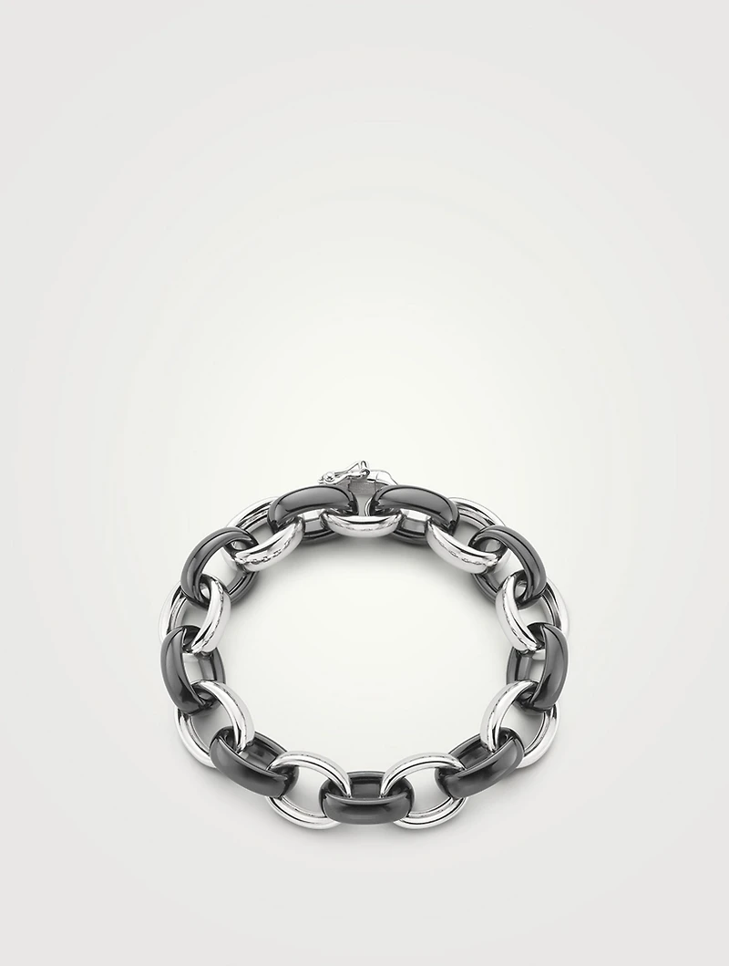 Marilyn Black Ceramic And Silver Chain Bracelet