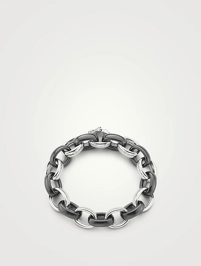 Marilyn Black Ceramic And Silver Chain Bracelet