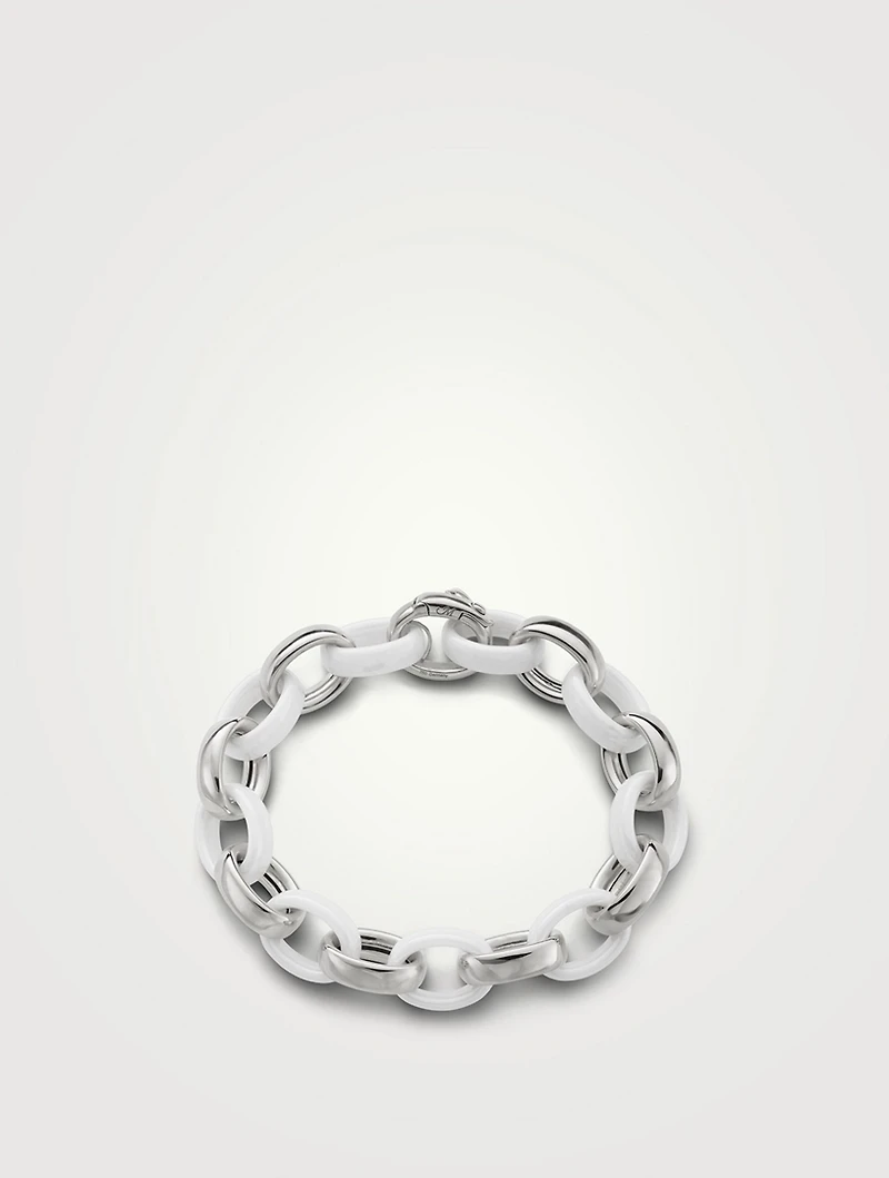 Marilyn White Ceramic And Silver Chain Bracelet