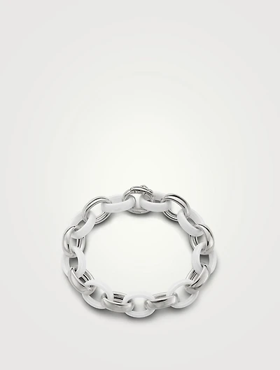Marilyn White Ceramic And Silver Chain Bracelet
