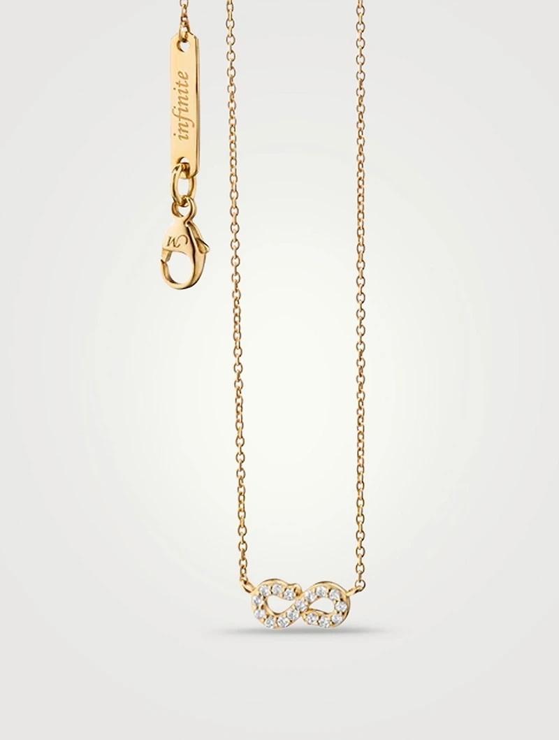 18K Gold Infinity Necklace With Pavé Diamonds